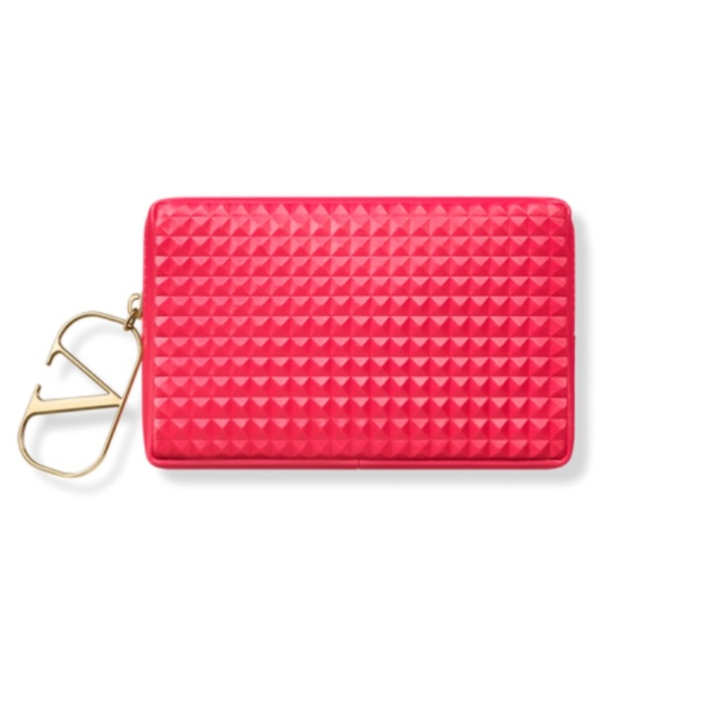 Valentino Red Pouch Textured Clutch Cosmetic Coin Wallet Bag NEW/SEALED